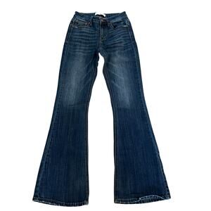 KanCan Los Angeles Flare Jeans Women’s 3/25 Dark Wash Mid Rise Stretch Denim